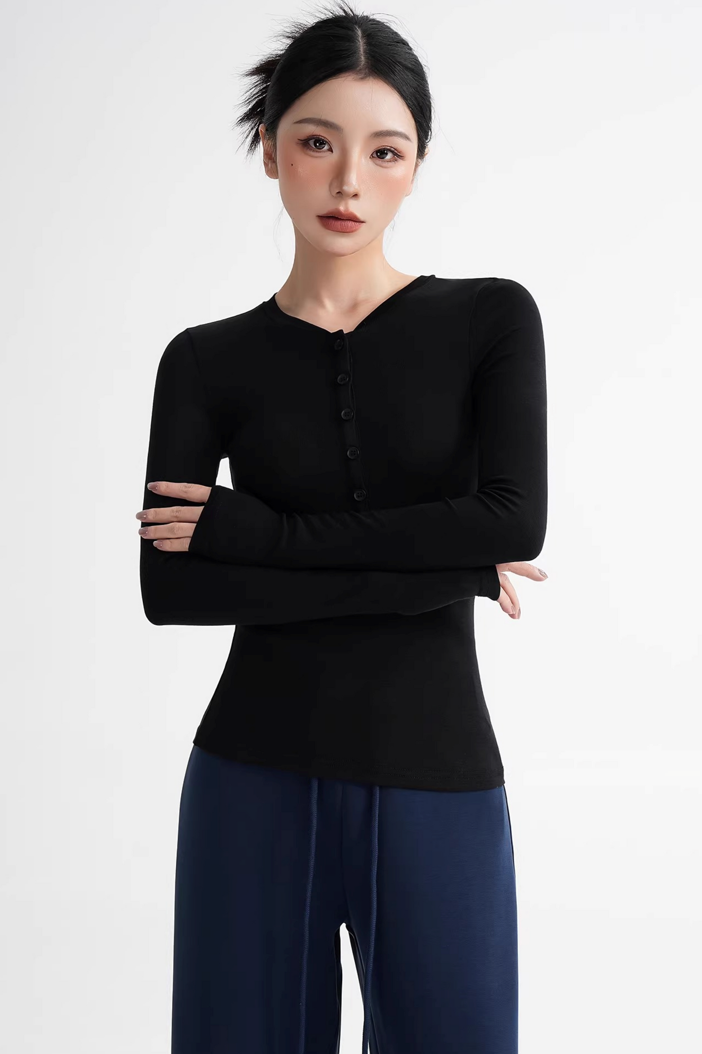 Wool Lyocell Henley Top