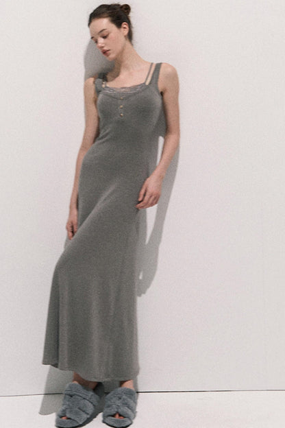 Lace Stitched Knit Waist Dress