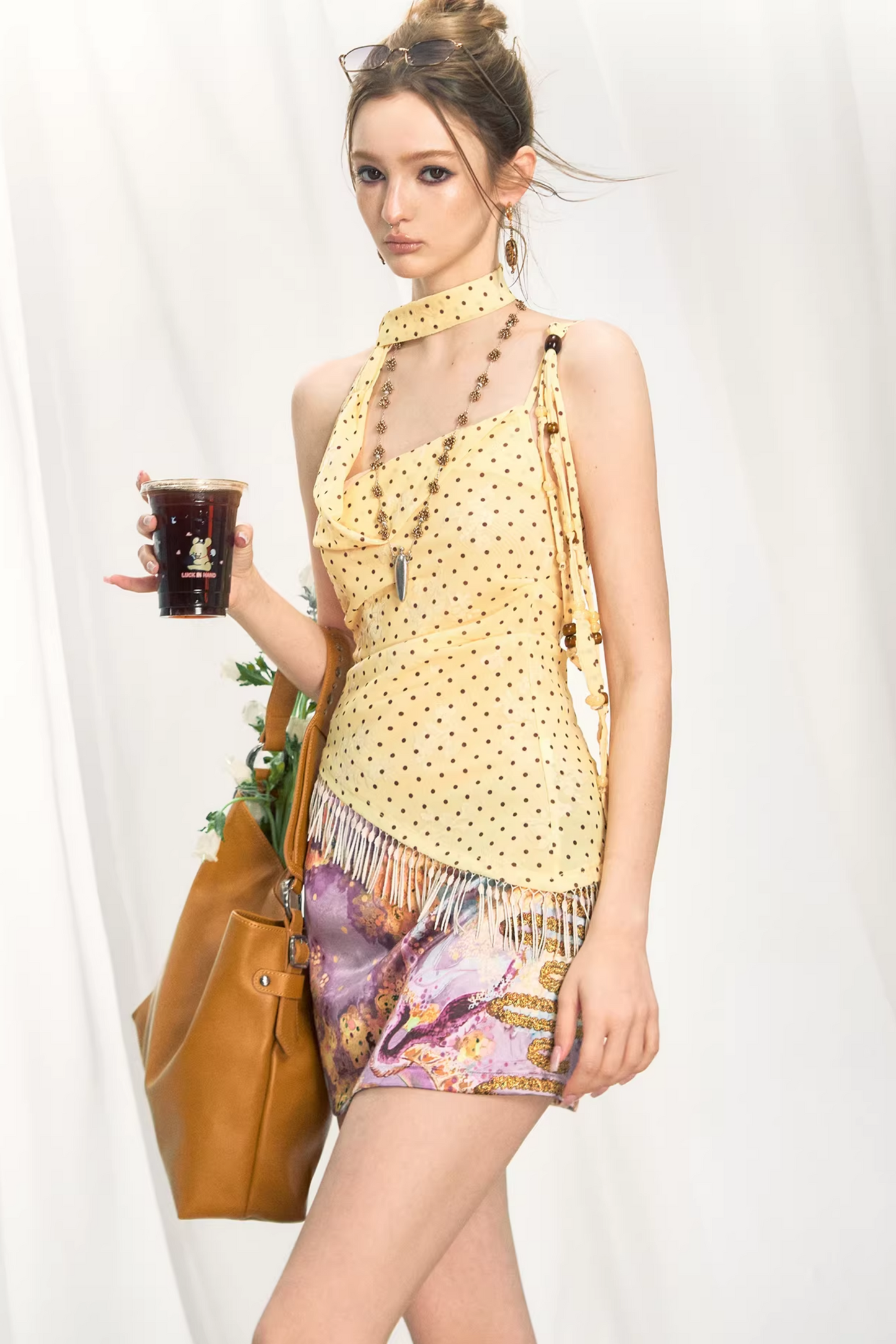 Lemongrass Polka Dot Swing Top