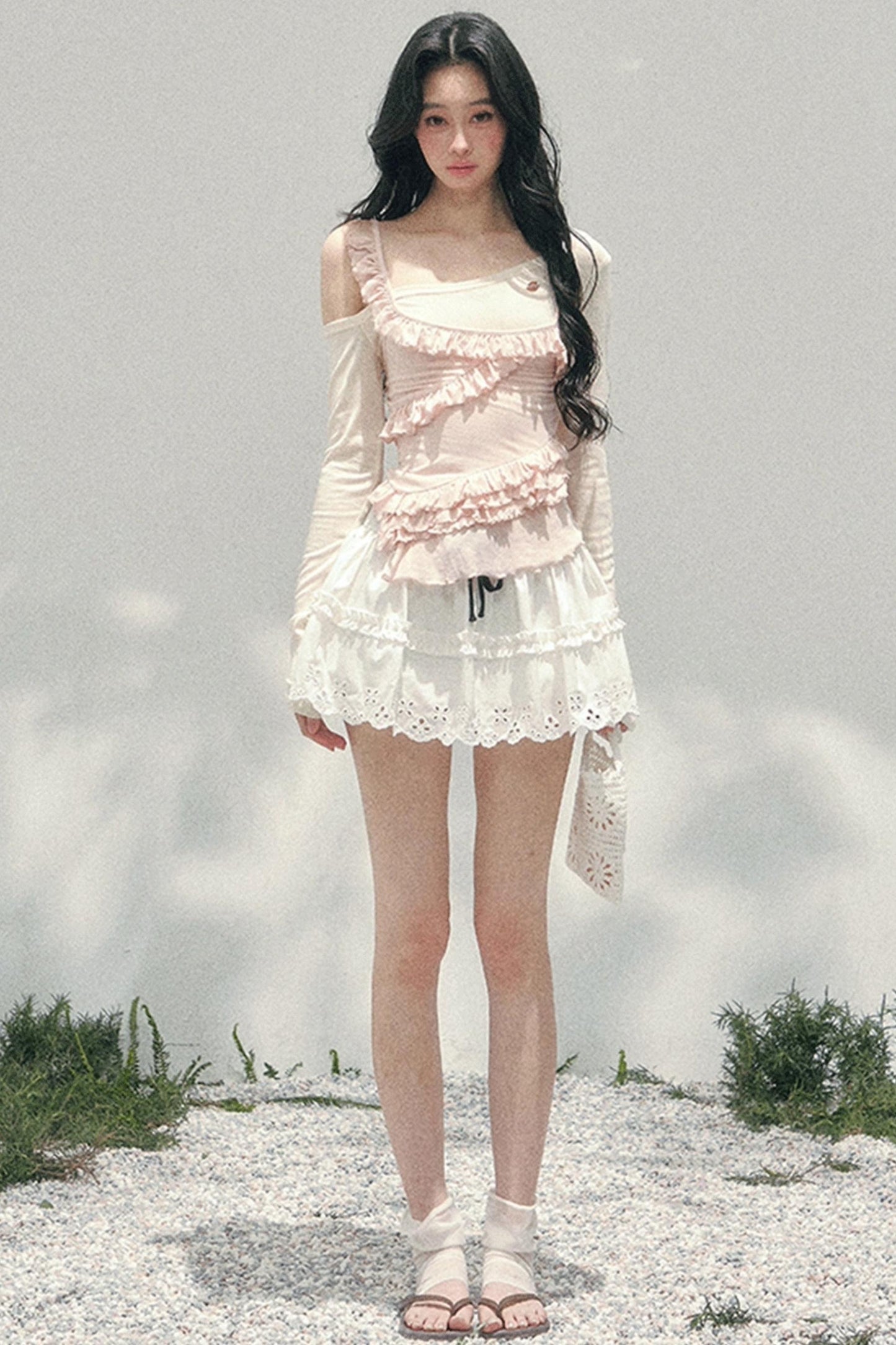 Frosty Unregelmäßiges Schulterfreies-Top