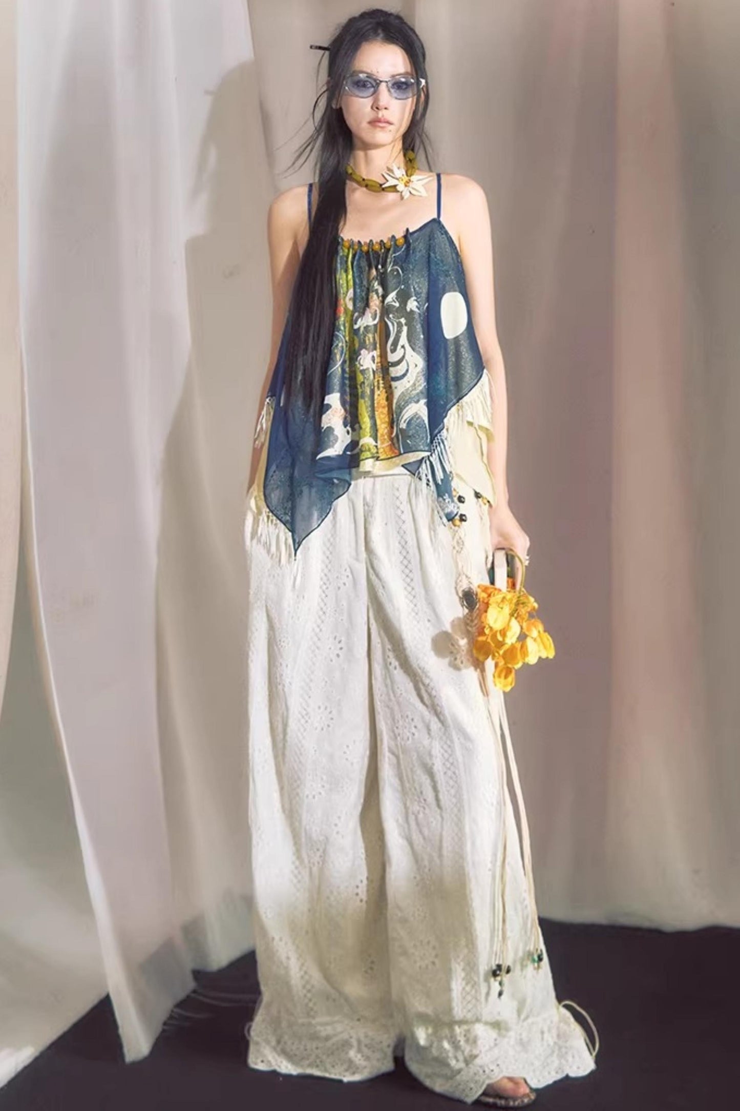Hand-Painted Chiffon Camisole Top
