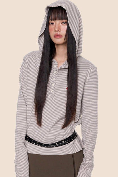 Embroidered Striped Long Sleeve Tee