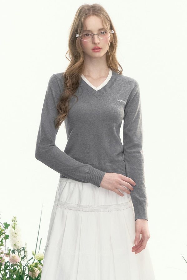Slim Waist Long-Sleeved Knit Sweater