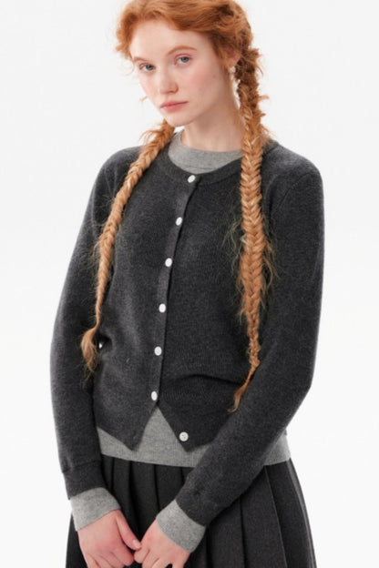 Color-Blocked Knit Fake Two Sweater