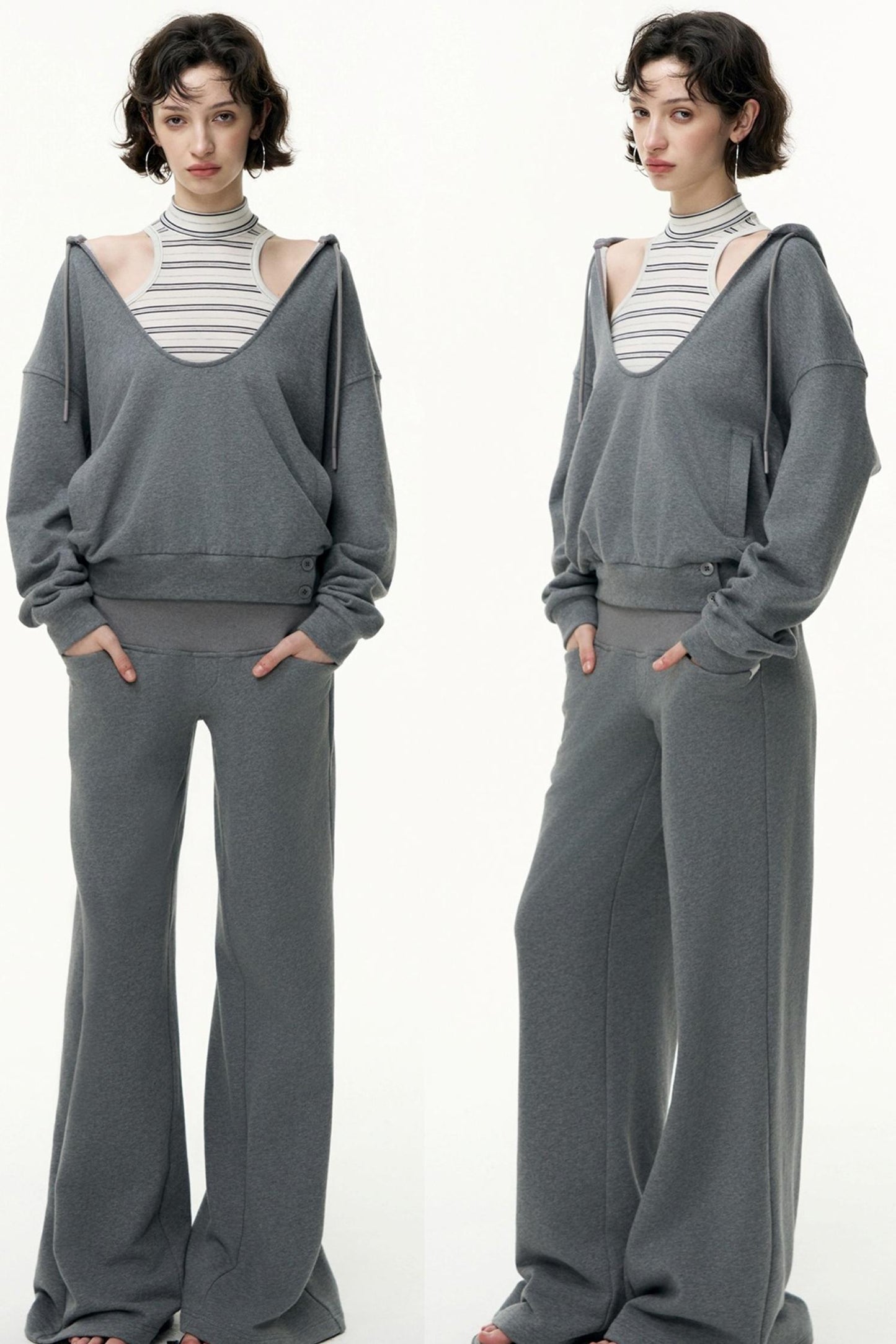 Layered Hooded Sweatshirt Set-Up