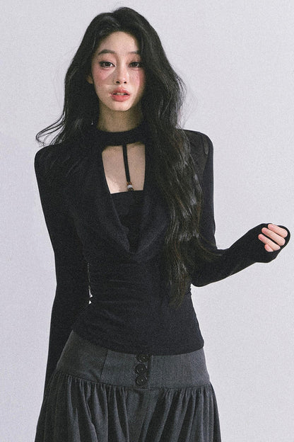 Pure Desire Long-Sleeved Black Top