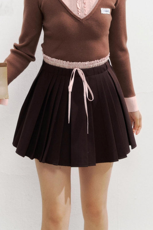 Spliced Collegiate Pleated Skirt