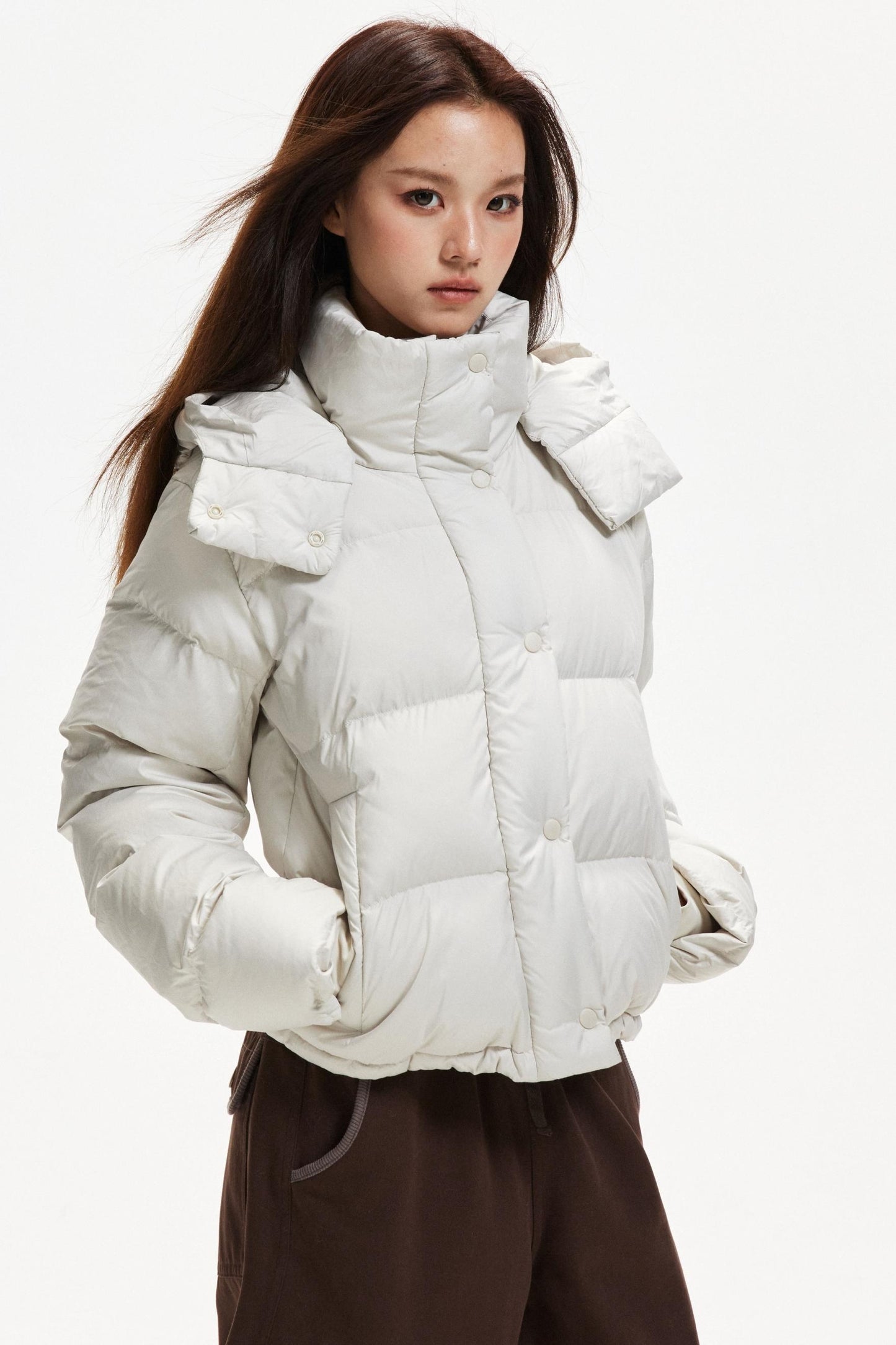 Hooded White Duck Down Jacket