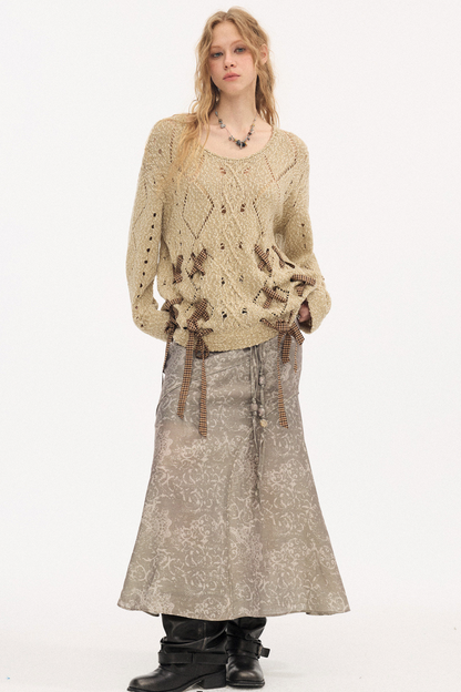 Strappy Quilted Hollow Sweater