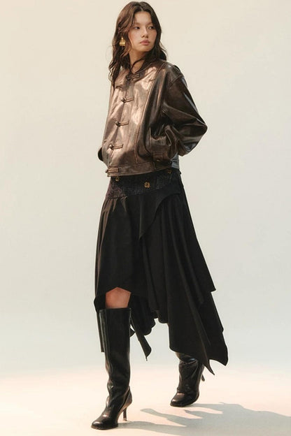 Completo rétro con gilet e gonna con perline