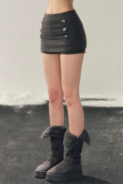 Woolen A-Line Skirt Pants