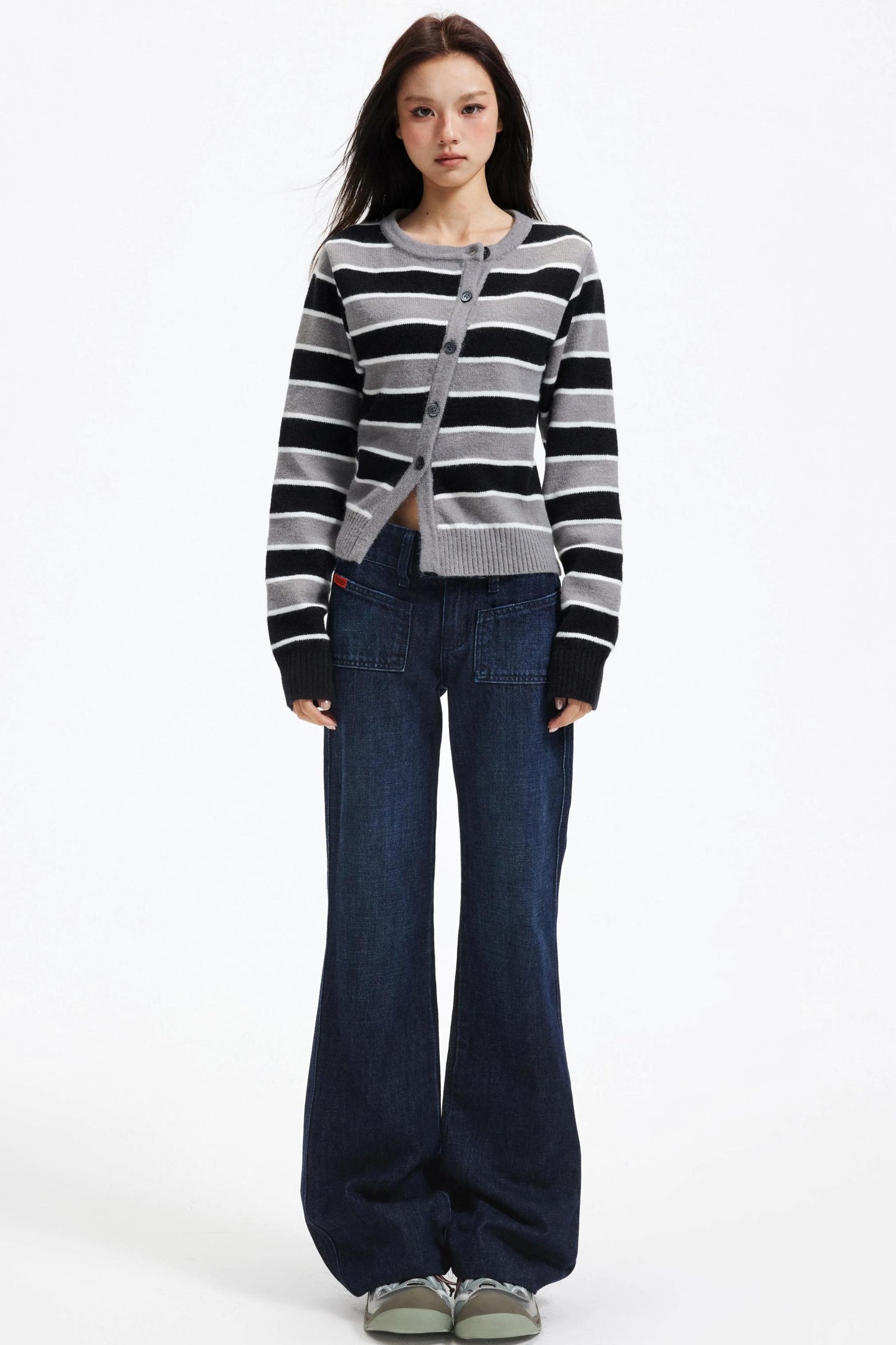 Retro Striped Knit Cardigan