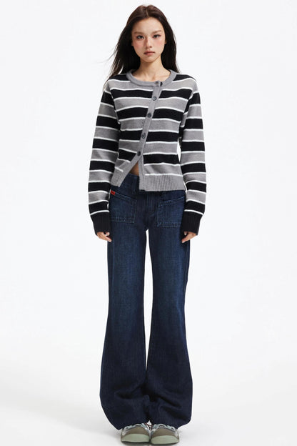 Retro Striped Knit Cardigan