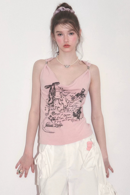 Retro Atmosphere Swing-Neck Camisole