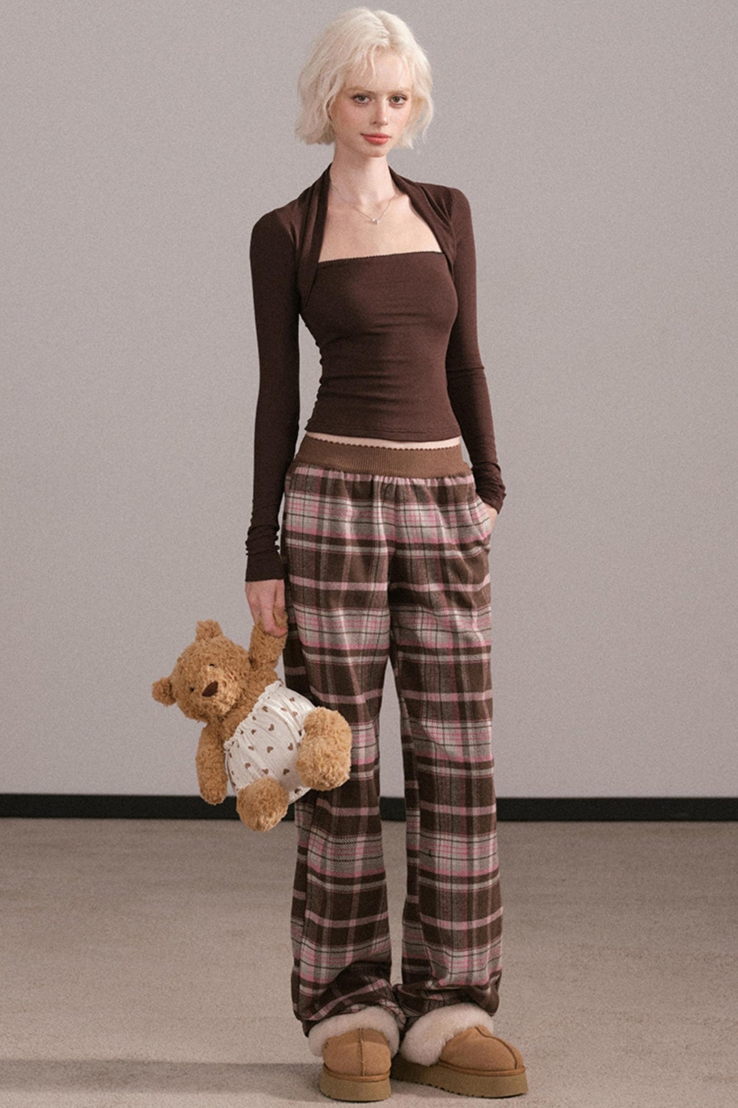 Retro Pink Plaid Pants