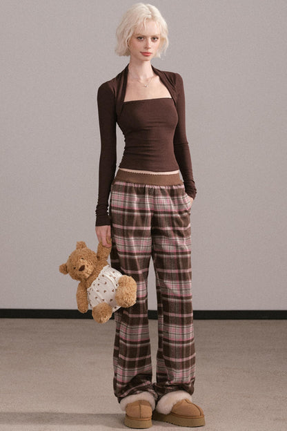 Retro Pink Plaid Pants