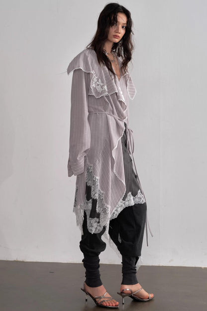 French Lace Ruffled Blouse