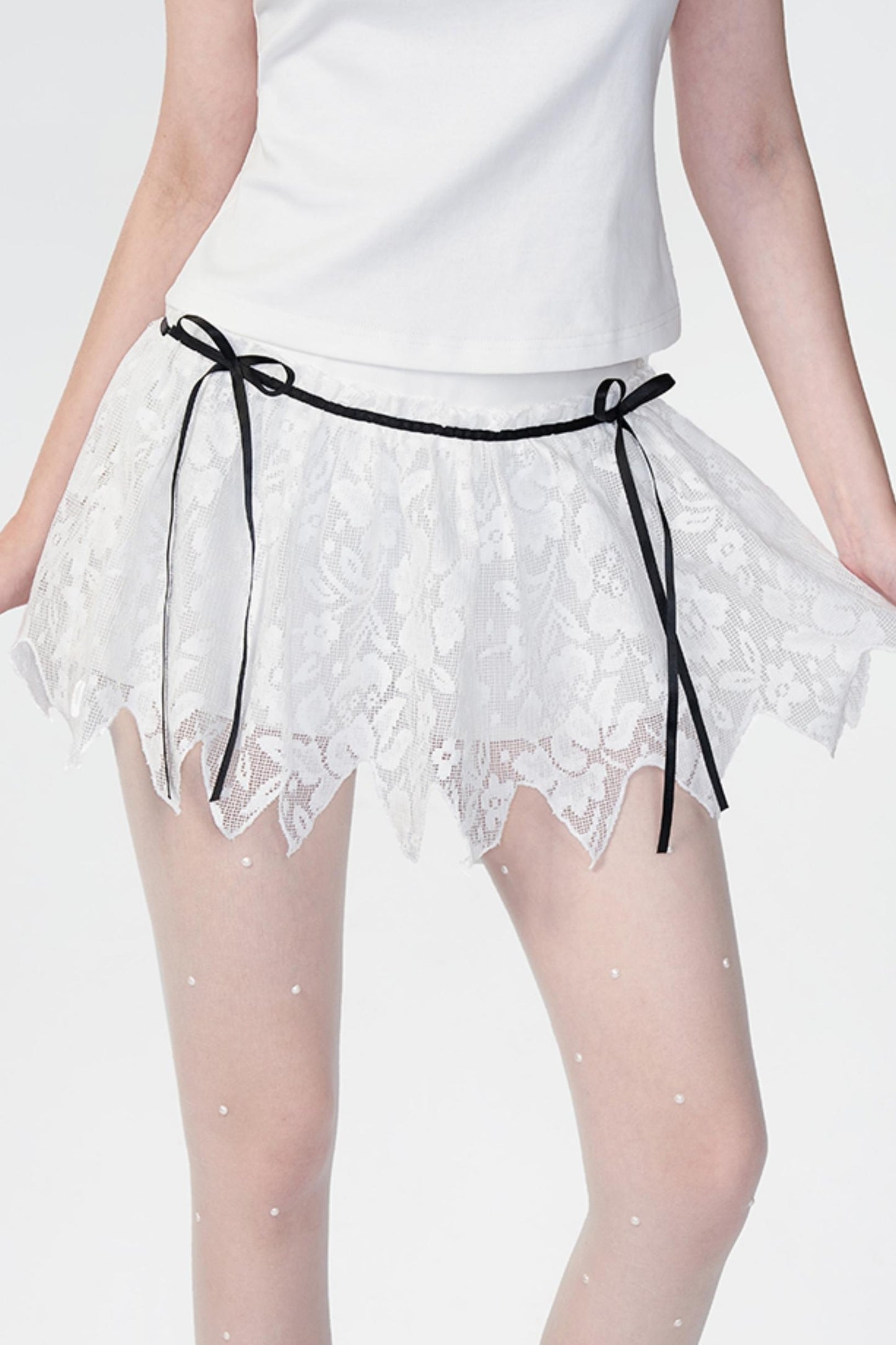 White Lace Bow Skirt