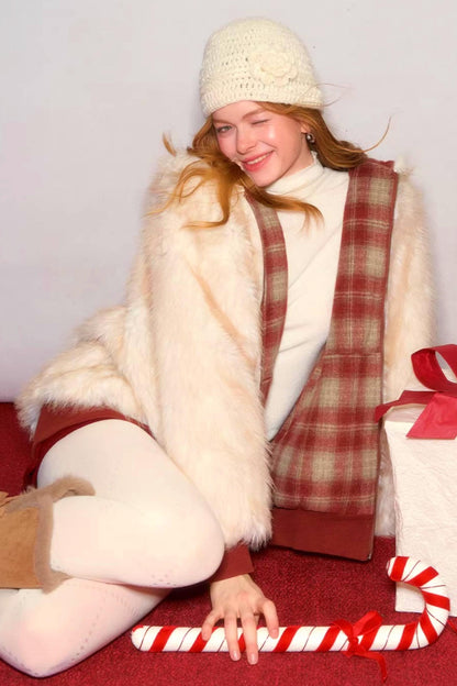 First Snow Plaid Reversible Coat