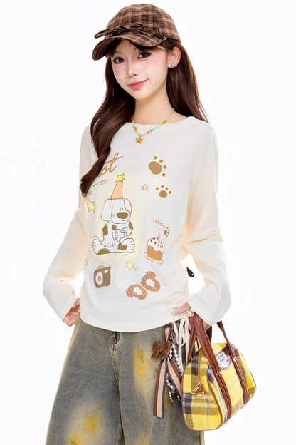 아메리칸 레트로 긴팔 탑