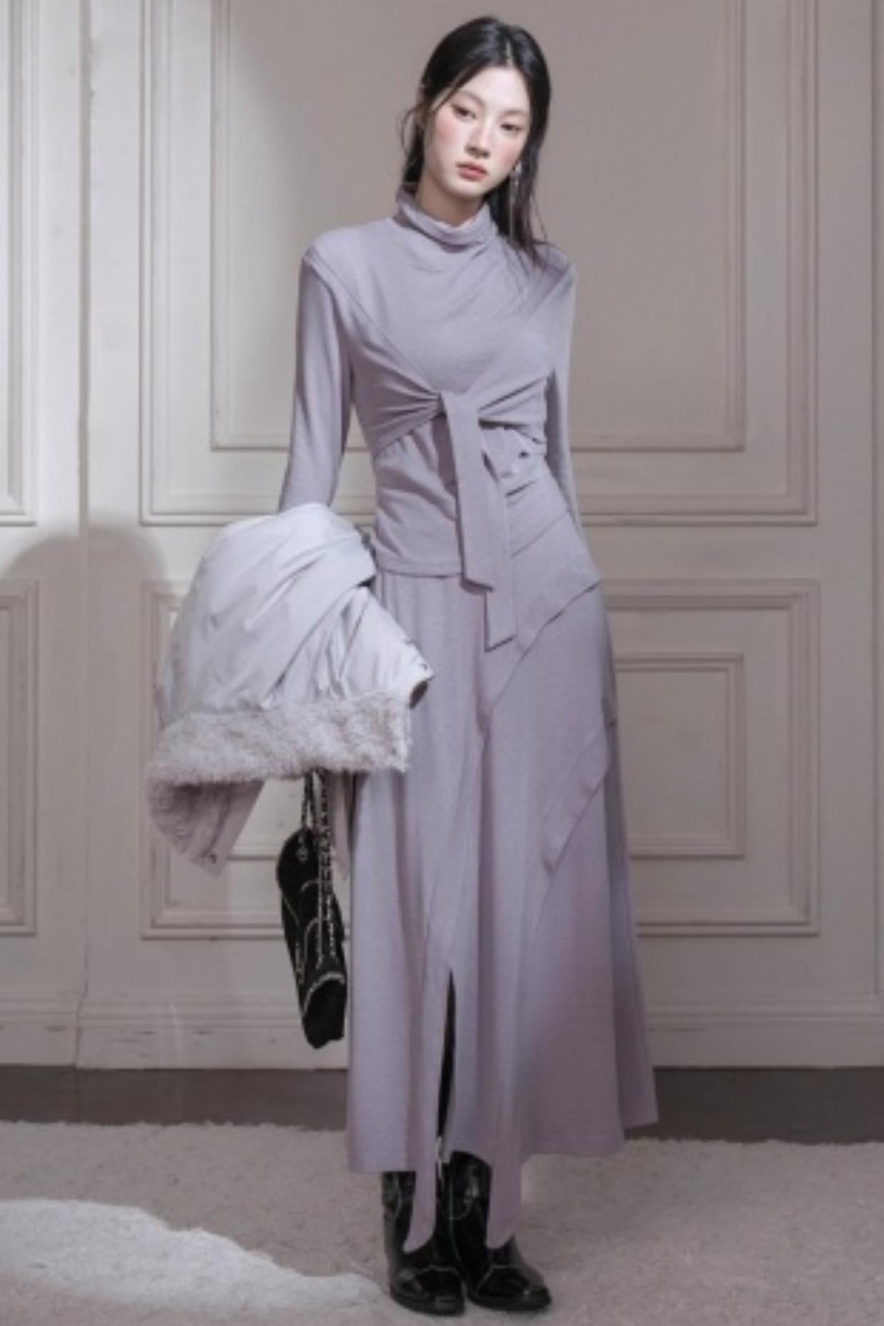 Gray Taro Tie-Dye Knit Set