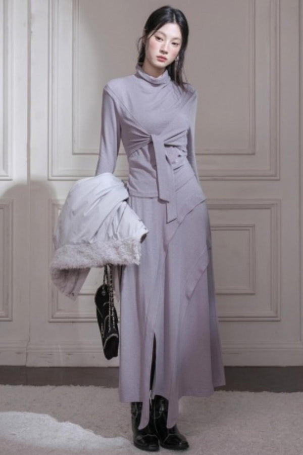 Gray Taro Tie-Dye Knit Set