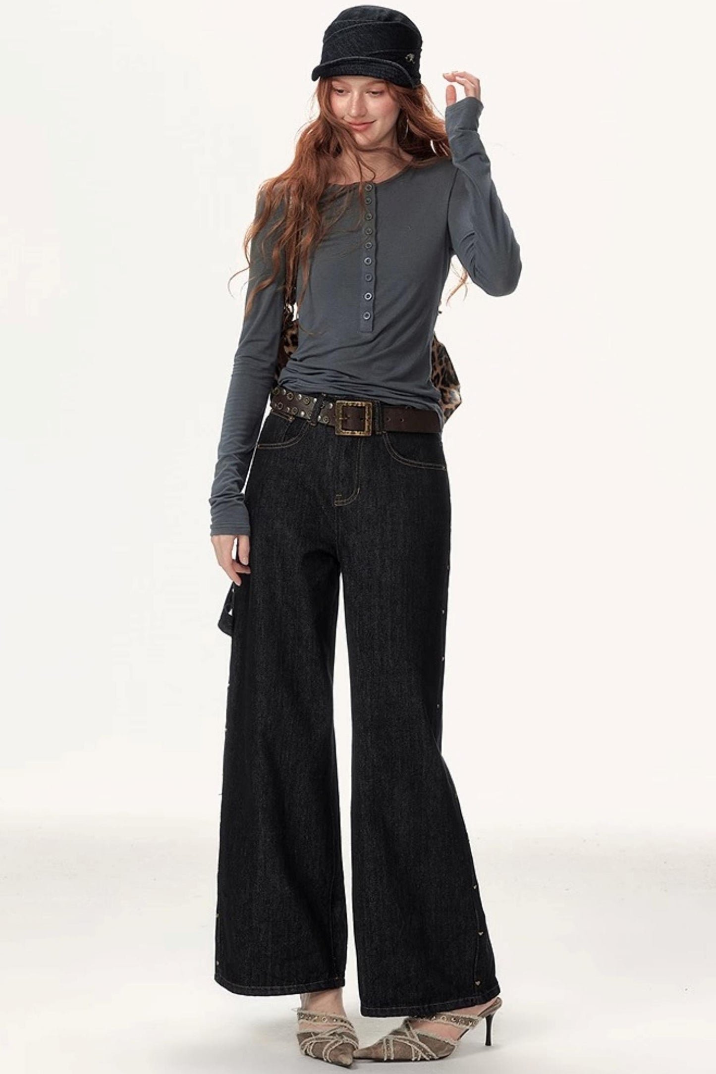 Solid Winter Wide-leg Pants