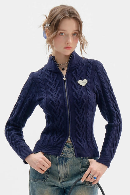 Dark Blue Slim Sweater Top