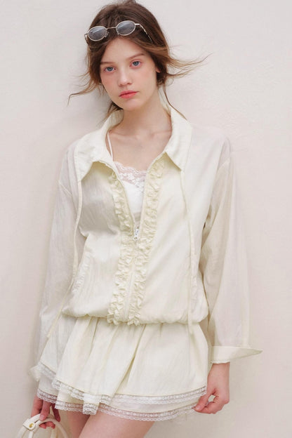 Tencel Drawstring Jacket Skirt Set-Up