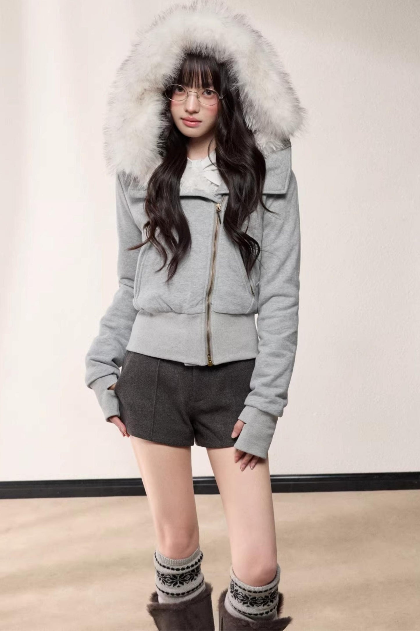 Hooded Fleece Slim Jacket