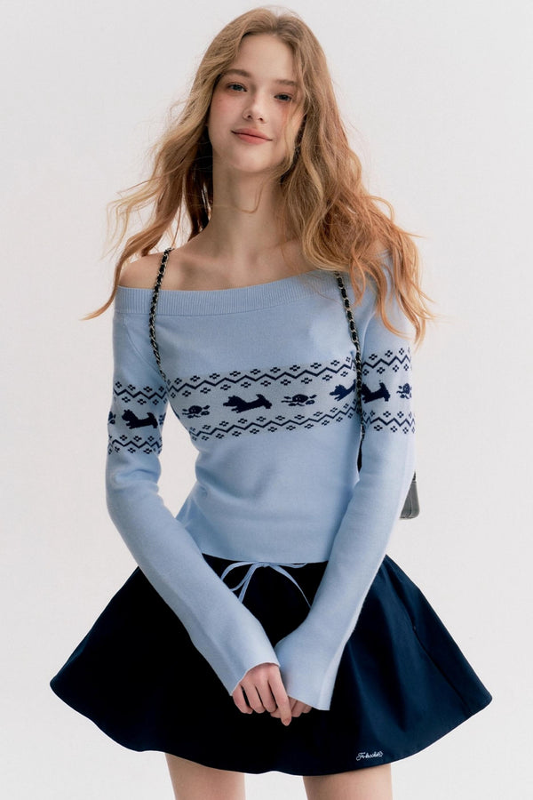 Contrasting Fair Isle Knit Top