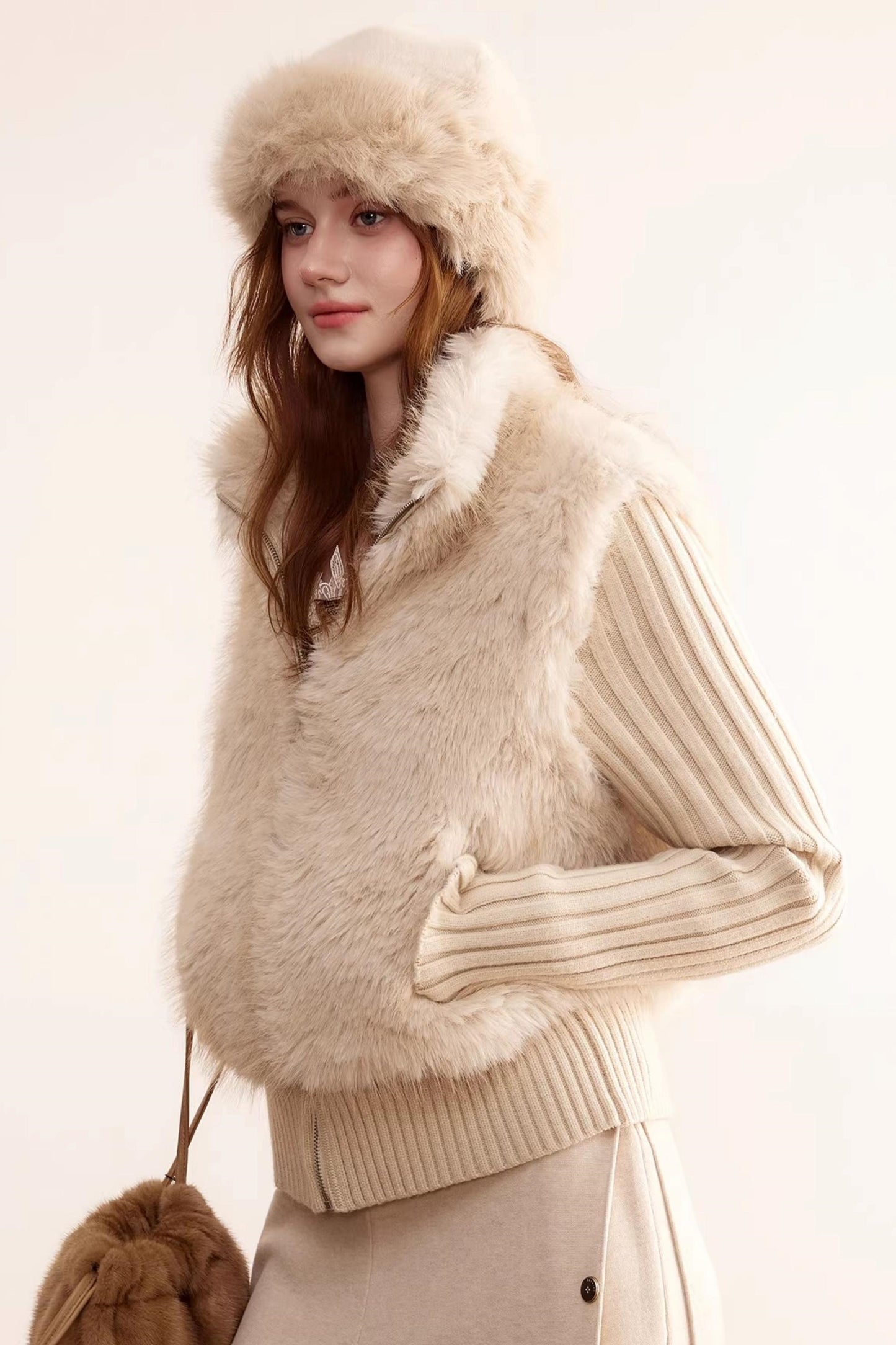 Detachable Sleeve Fur Coat