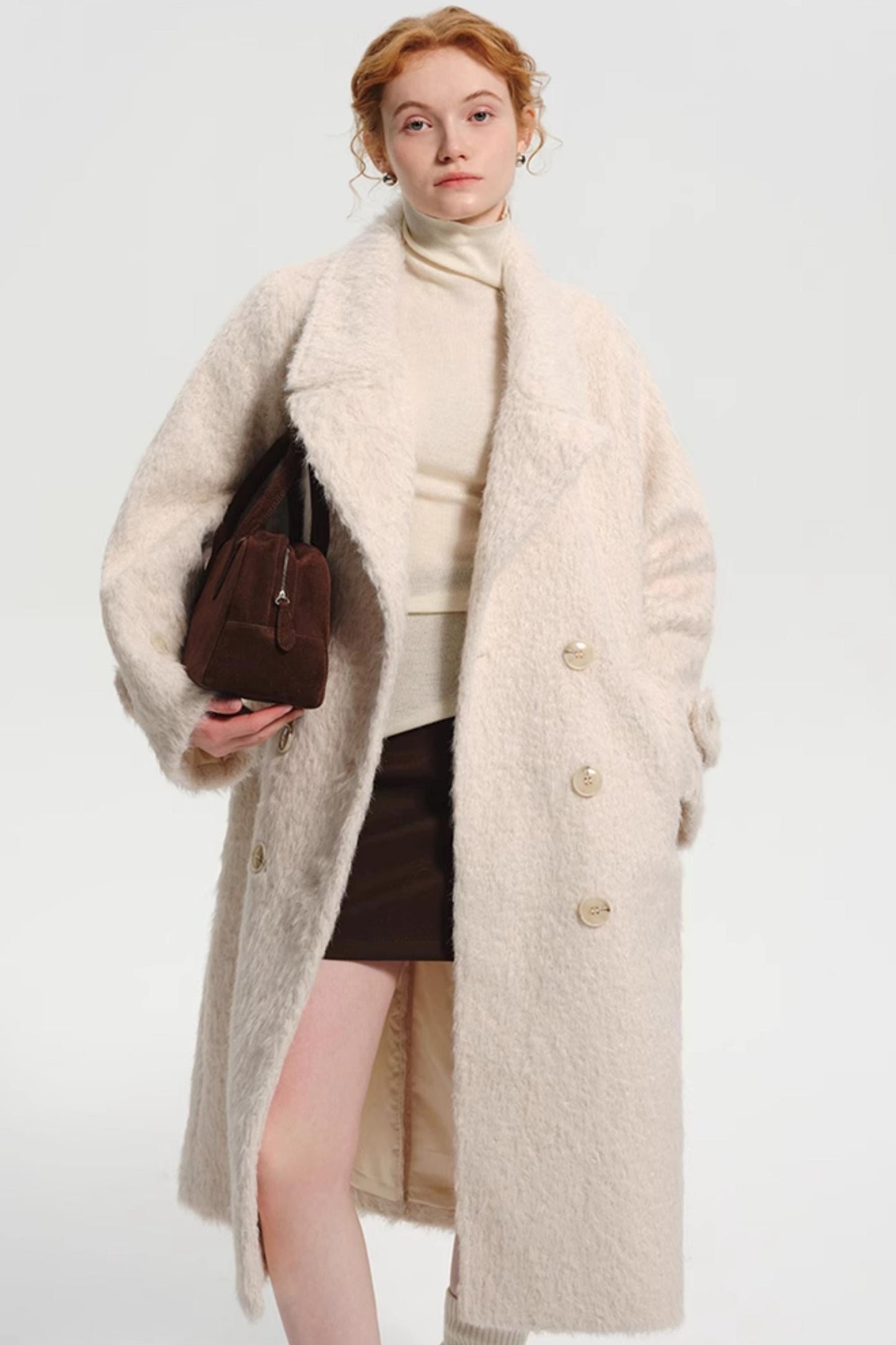 Korean Lamb Wool Thickened Tweed Coat