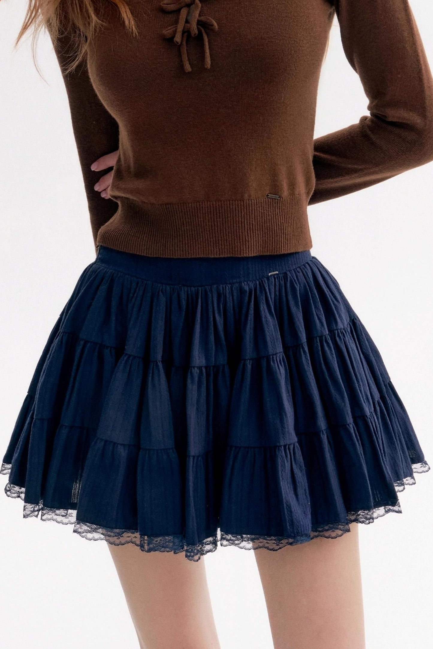 Ballet Lace Puffy A-Line Short Skirt