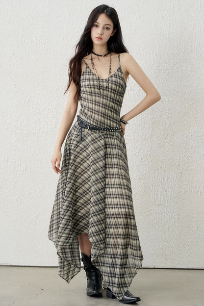 Retro Green Plaid Dress