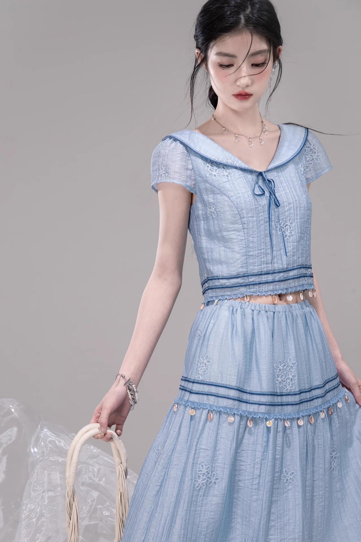 Misty Blue Halter Set