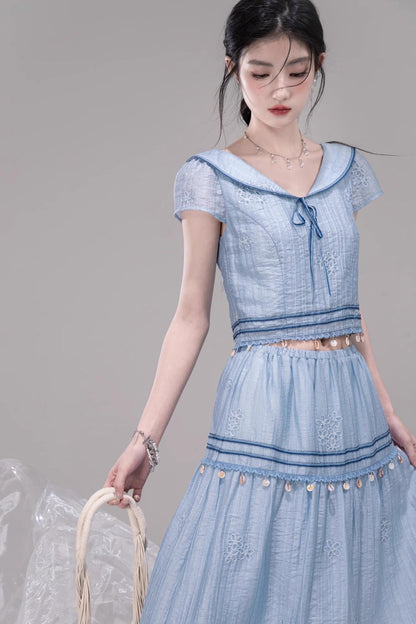 Misty Blue Halter Set