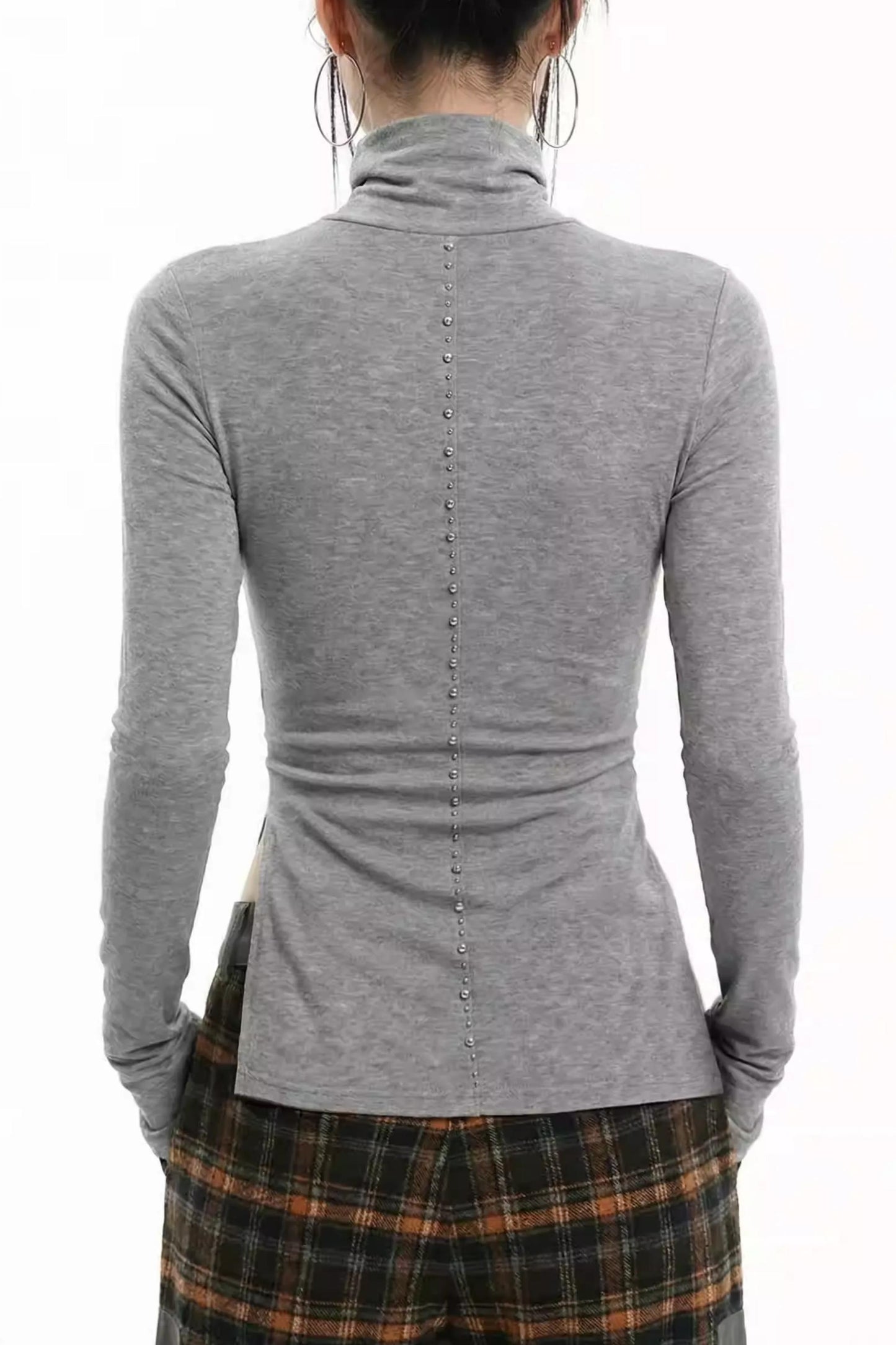 Black Rhinestone High Neck Top