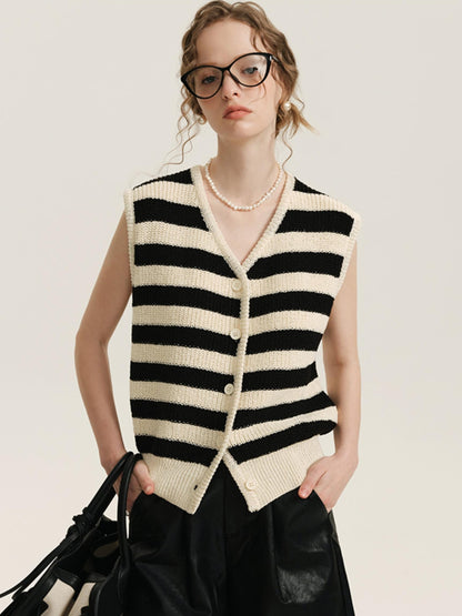 Fashionable Silk Shoulders Knit Vest