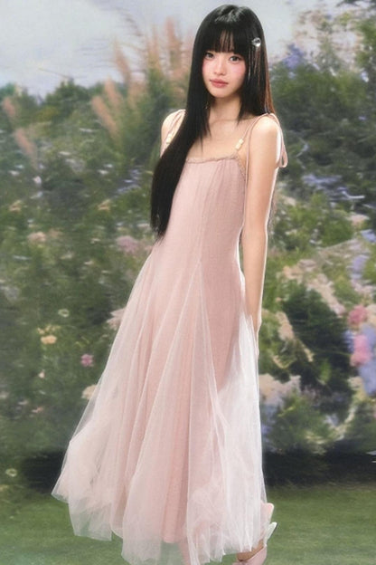 Atmospheric Pink Mesh Dress