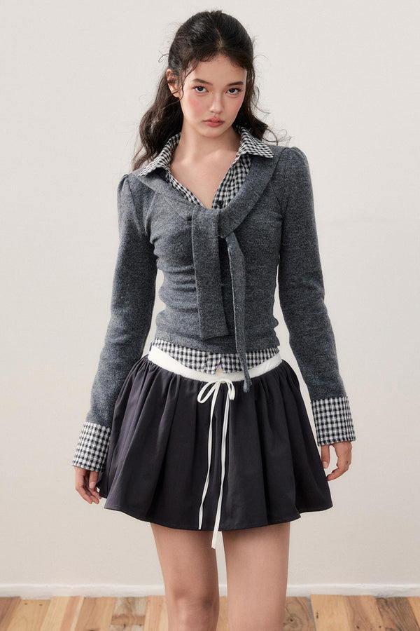 Patchwork Knit Strappy Top