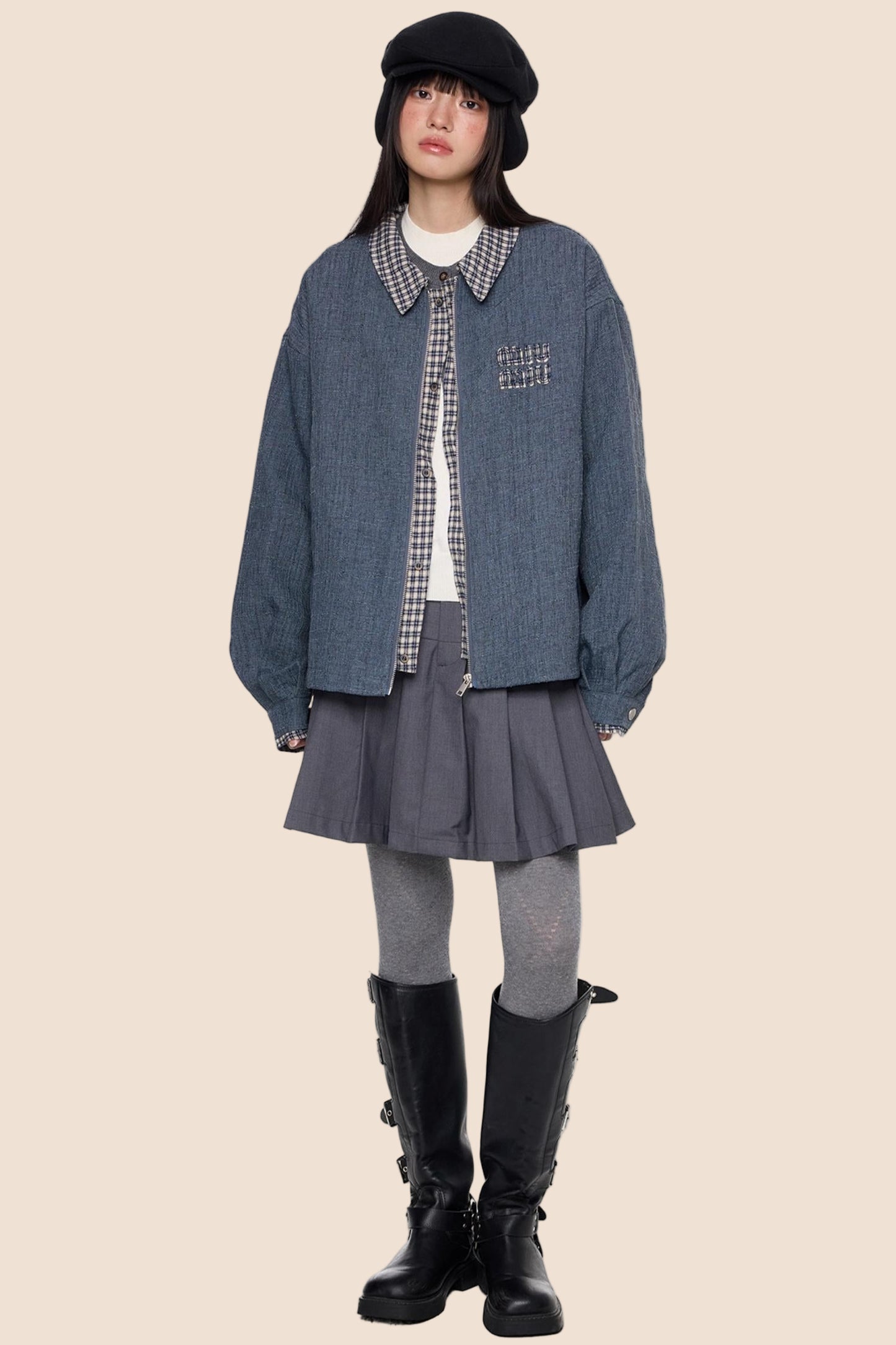 Autumn Embroidered Plaid Jacket