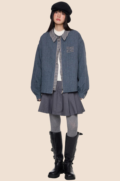 Autumn Embroidered Plaid Jacket