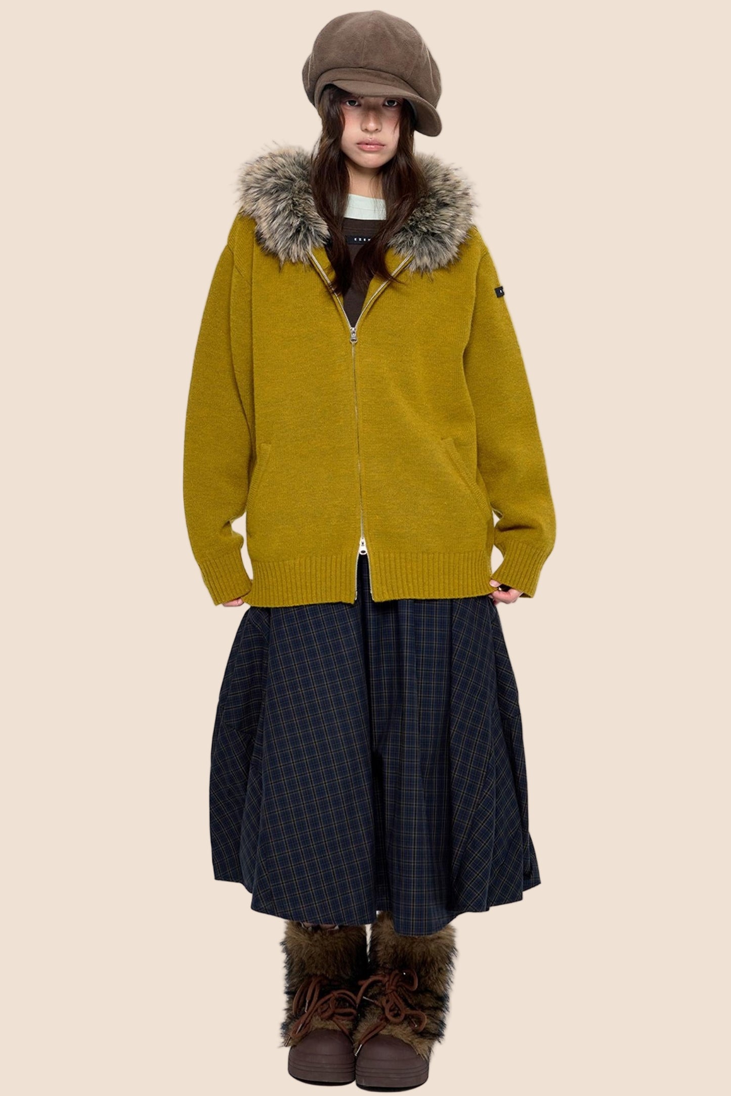 Vintage Knit Hooded Cardigan