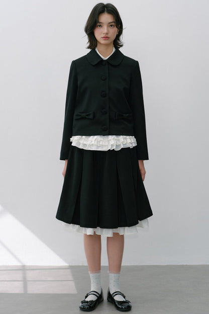 Elastic Pleated Skirt Suit Set-Up