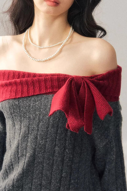 Off-Shoulder American Sweater Dress