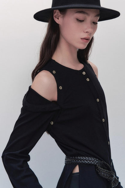 Detachable Round Neck Knitted Cardigan