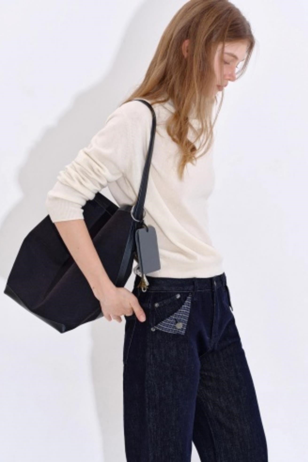 Yuppie Check Contrast Straight Jeans