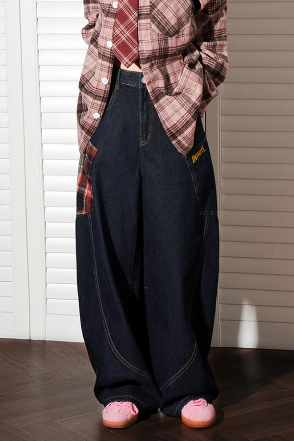 Panelled Wide-Leg High Street Pants