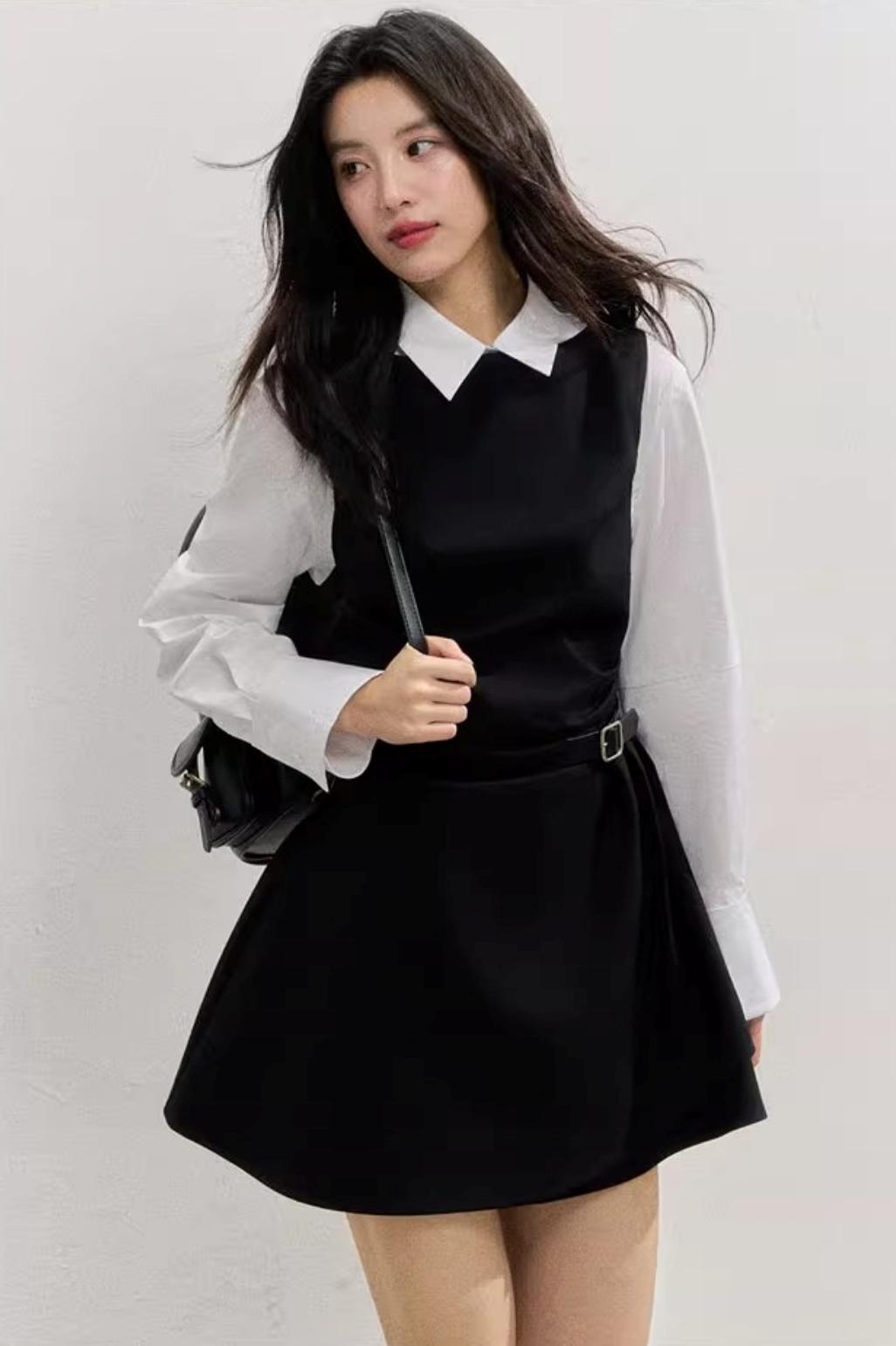 Sunset Leather Shirring Dress